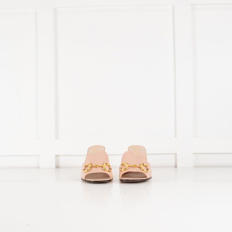 Gucci Blush Pink Leather Horsebit Mules