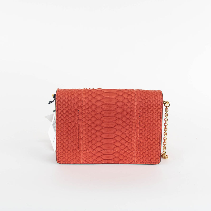 Sophie Hulme Coral Orange Snake Skin Cocktail Stirrer Bag