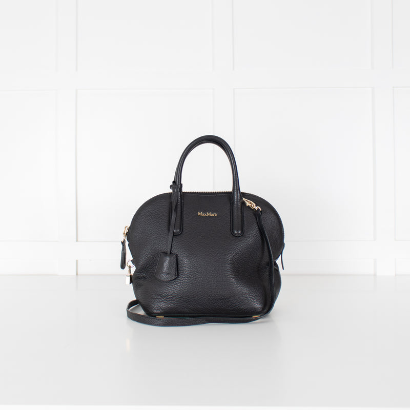 Max Mara Black Grainy Leather Shoulder Bag