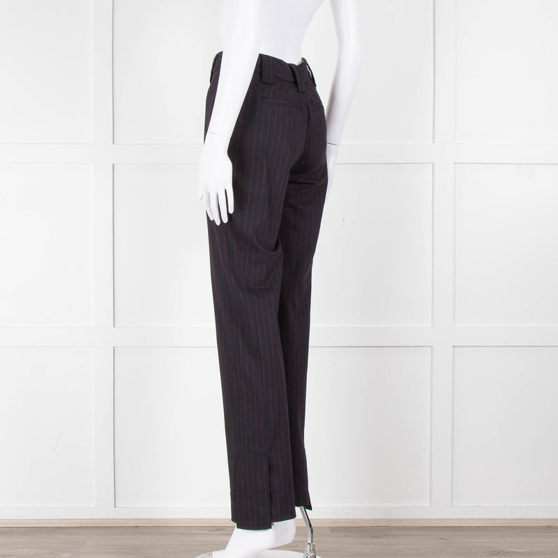 Ganni Navy Trousers With Red Pin Stripe