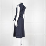 JW Anderson Navy Blue Cotton Sleeveless Wrap Dress