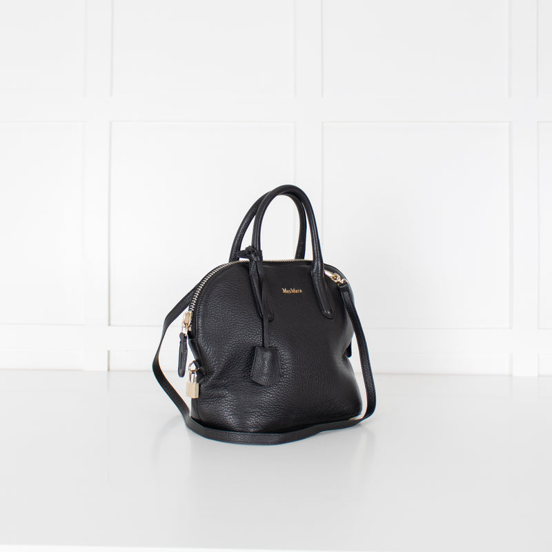 Max Mara Black Grainy Leather Shoulder Bag