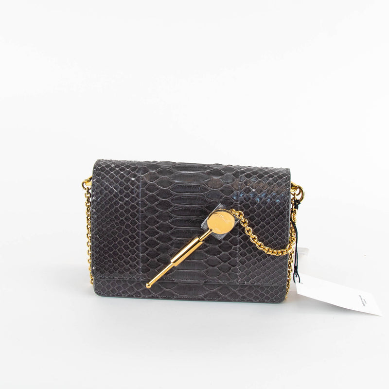 Sophie Hulme Grey Snake Leather Cocktail Stirrer Bag