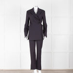 Ganni Navy Trousers With Red Pin Stripe