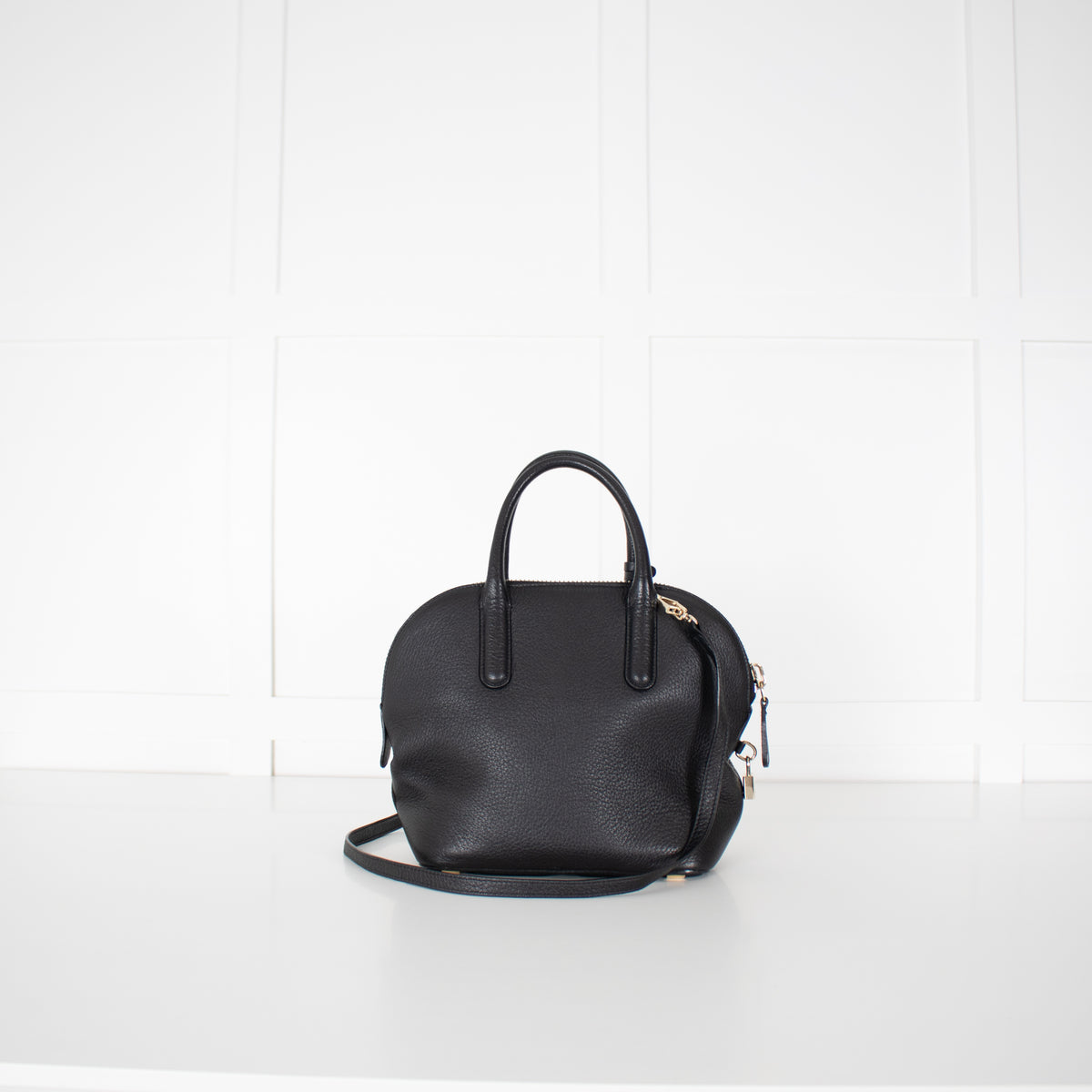 Max Mara Black Grainy Leather Shoulder Bag