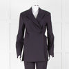 Ganni Navy Blazer With Red Pin Stripe