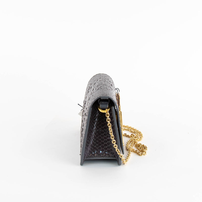 Sophie Hulme Grey Snake Leather Cocktail Stirrer Bag