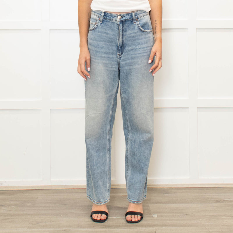 Rag & Bone Blue Faded Wide Leg Jeans