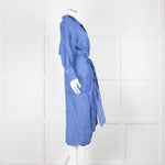 Wiggy Kit Blue White Textured Long Sleeve Cotton Maxi Dress
