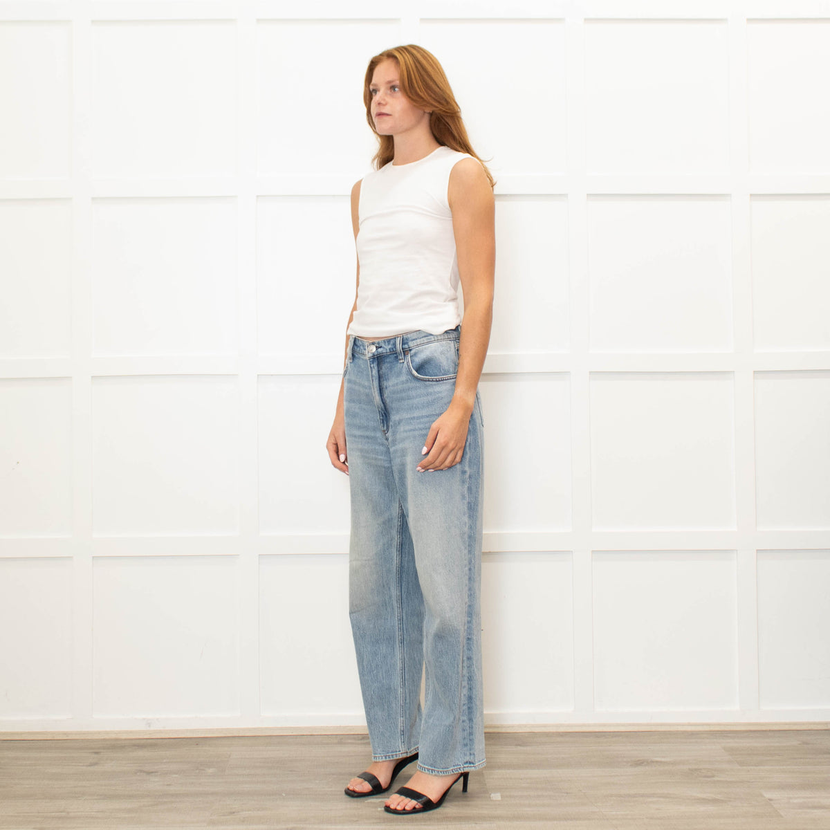 Rag & Bone Blue Faded Wide Leg Jeans