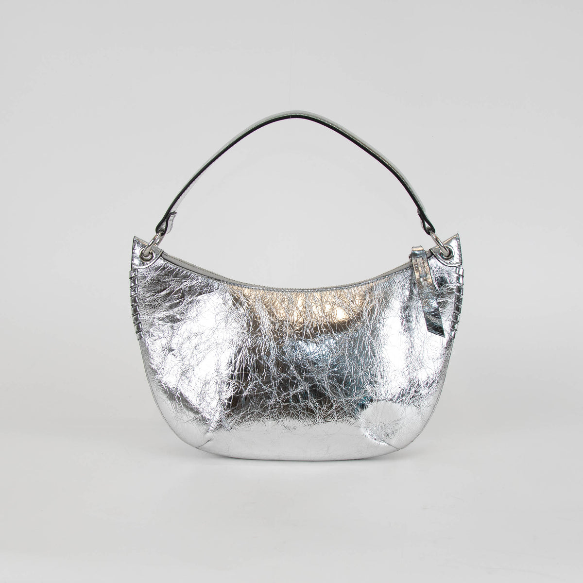 ba&sh Silver Cracked Leather Swing Bag