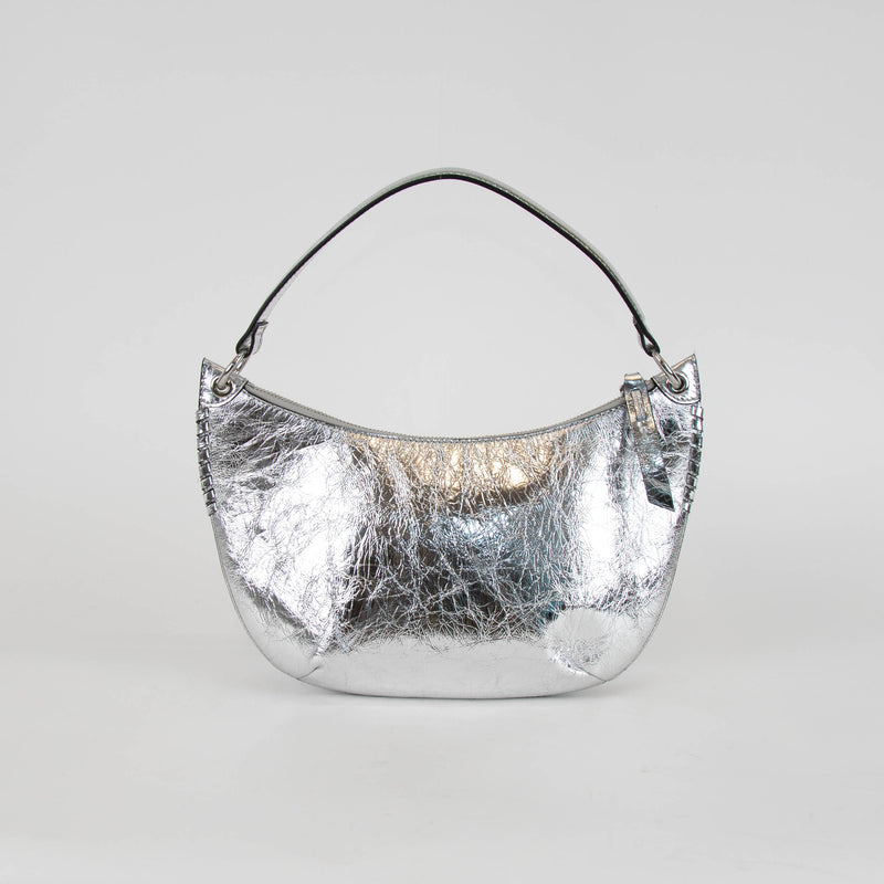 ba&sh Silver Cracked Leather Swing Bag