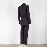 Ganni Navy Blazer With Red Pin Stripe