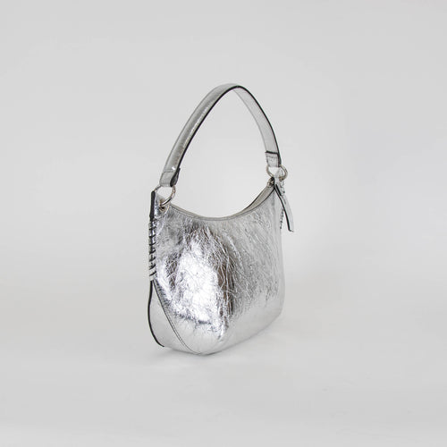 ba&sh Silver Cracked Leather Swing Bag