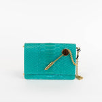Sophie Hulme Turquoise Snake Skin Cocktail Stirrer Bag