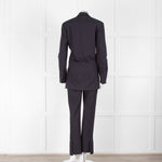 Ganni Navy Blazer With Red Pin Stripe