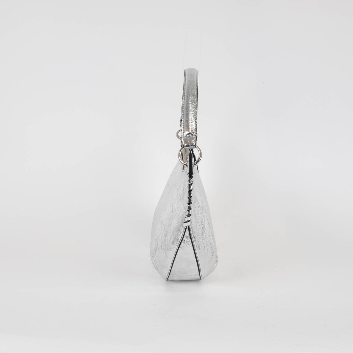 ba&sh Silver Cracked Leather Swing Bag