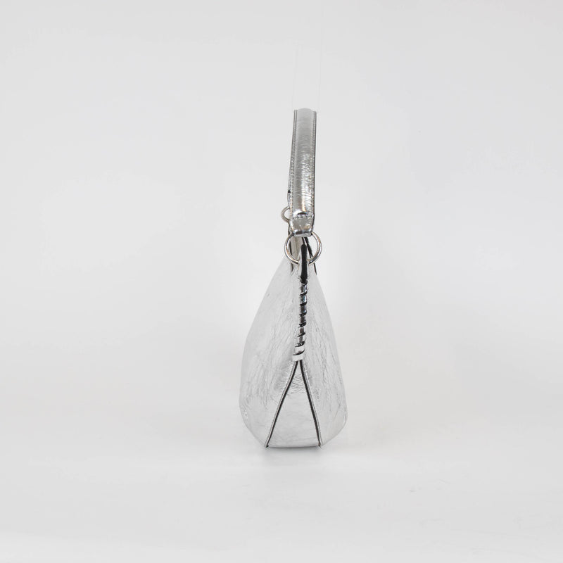 ba&sh Silver Cracked Leather Swing Bag