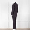 Ganni Navy Blazer With Red Pin Stripe
