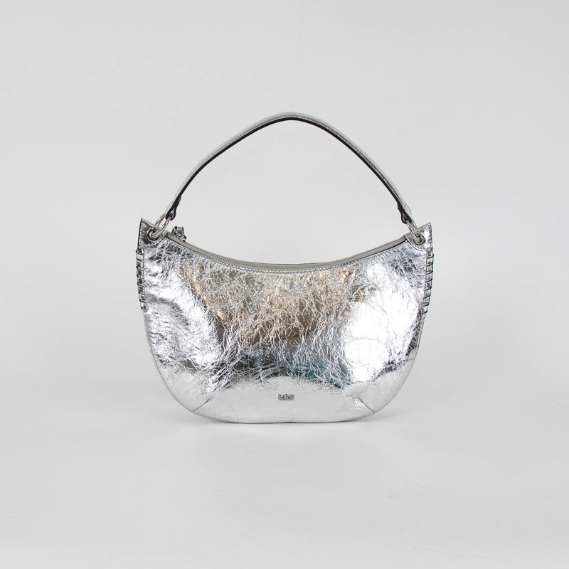 ba&sh Silver Cracked Leather Swing Bag