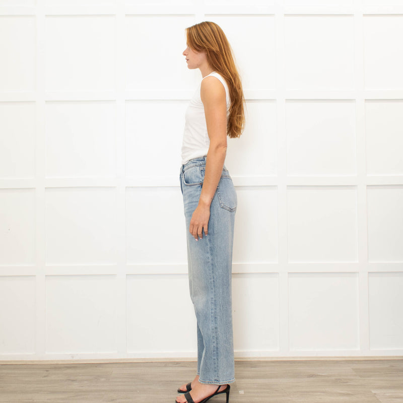 Rag & Bone Blue Faded Wide Leg Jeans