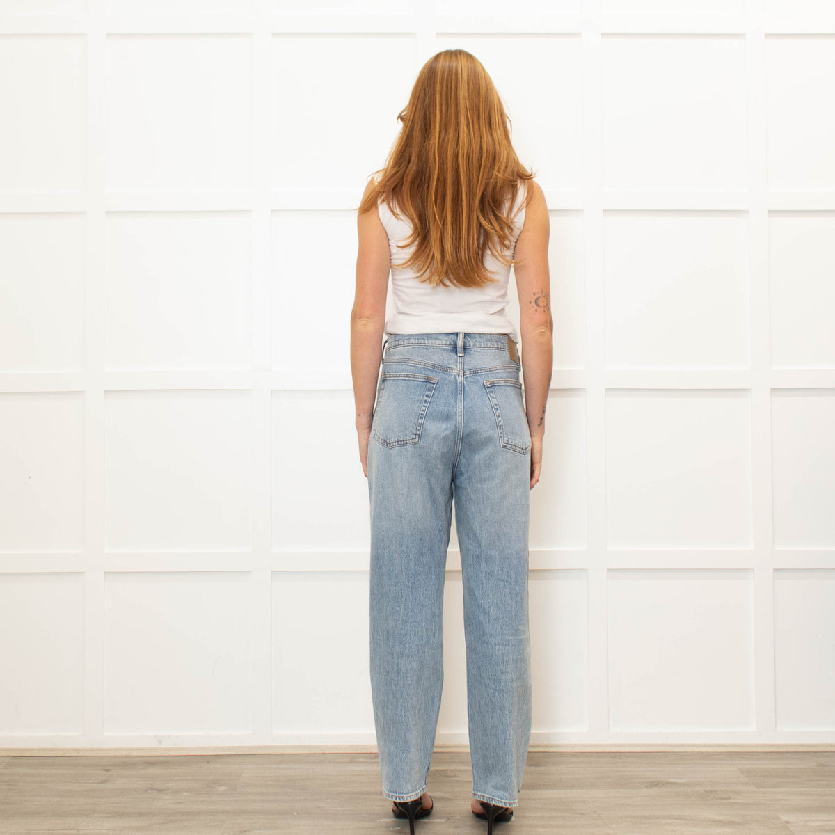 Rag & Bone Blue Faded Wide Leg Jeans