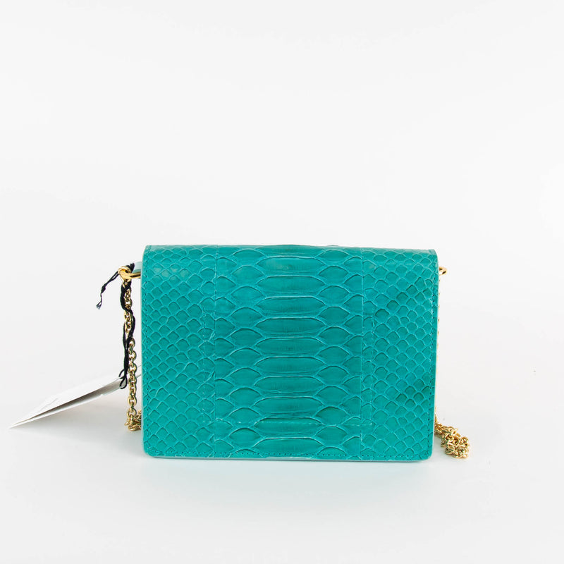 Sophie Hulme Turquoise Snake Skin Cocktail Stirrer Bag