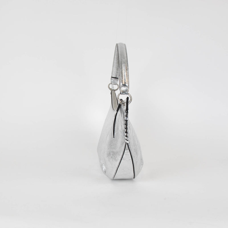 ba&sh Silver Cracked Leather Swing Bag
