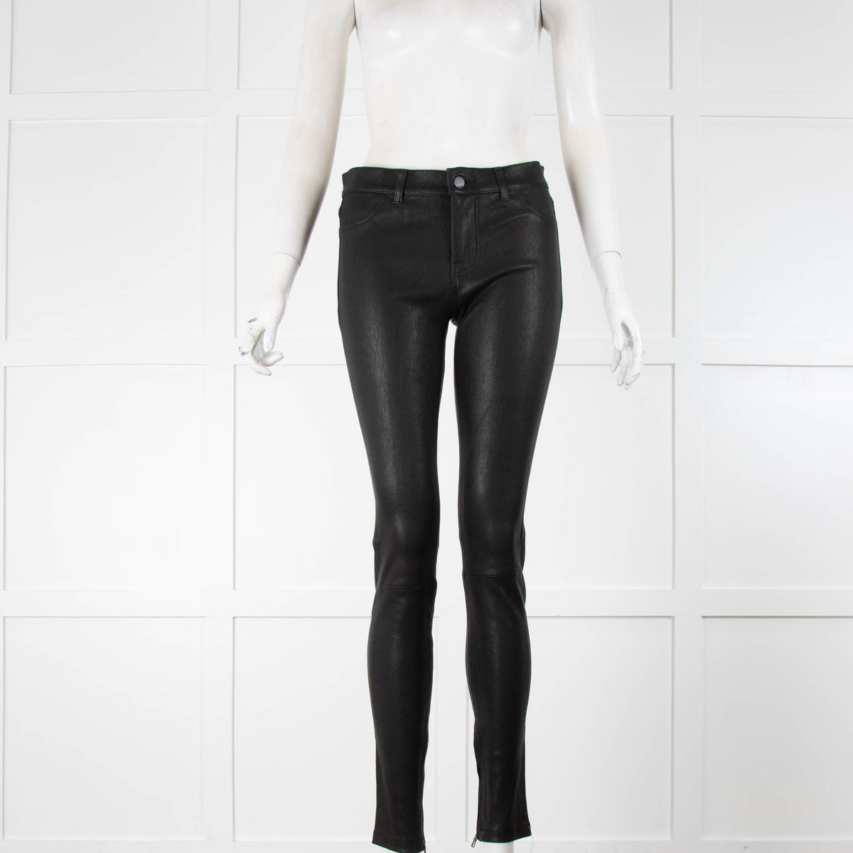 Vince Black Leather Skinny Jeans
