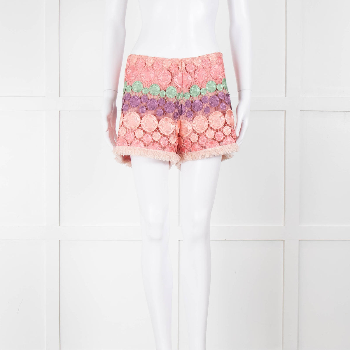 Alexis Pastel Pink Cut Out Shorts With Pink Trim Hem