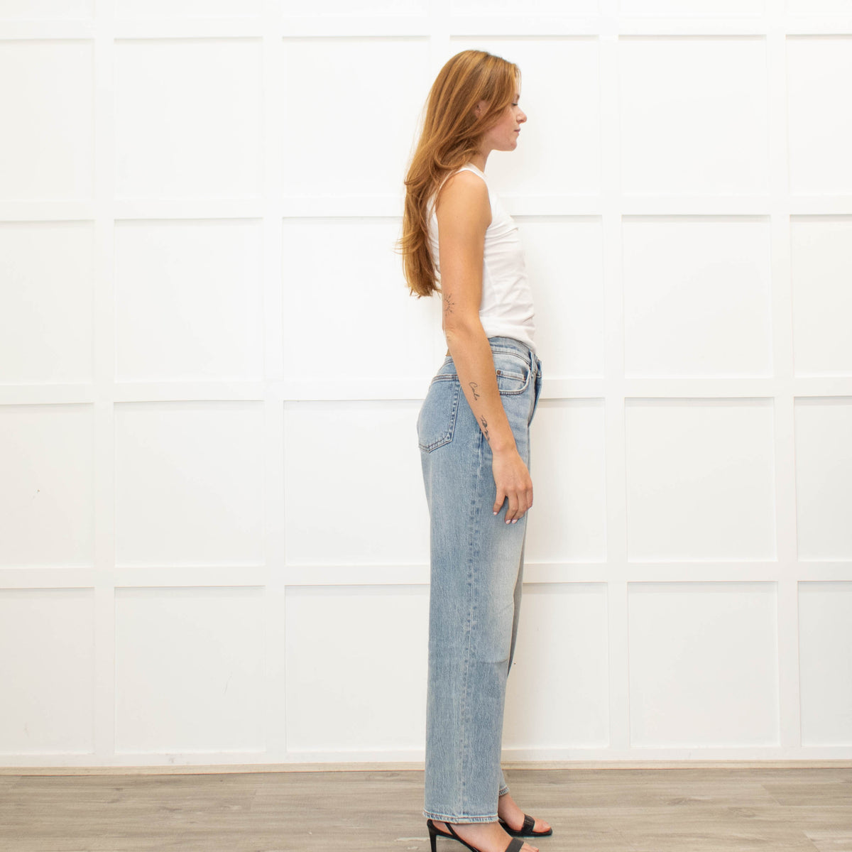 Rag & Bone Blue Faded Wide Leg Jeans