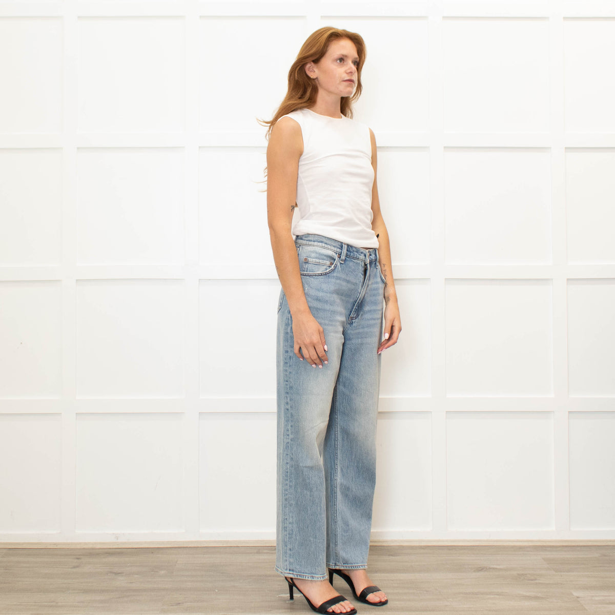 Rag & Bone Blue Faded Wide Leg Jeans
