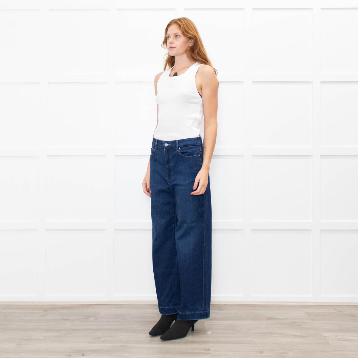 Paige Dark Blue Anessa Wide Leg Jeans