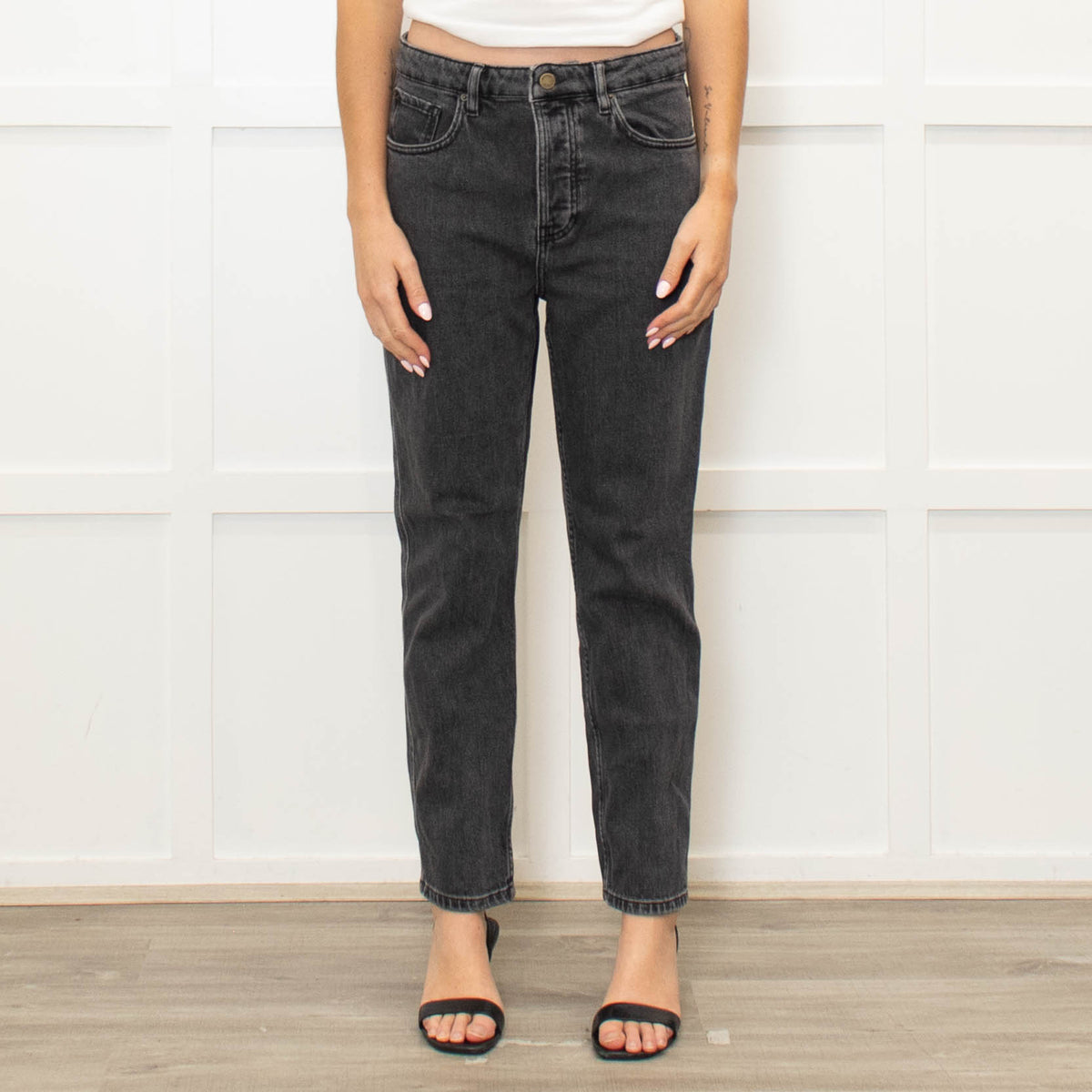 Sezane Grey Wash Denim Straight Leg Jeans