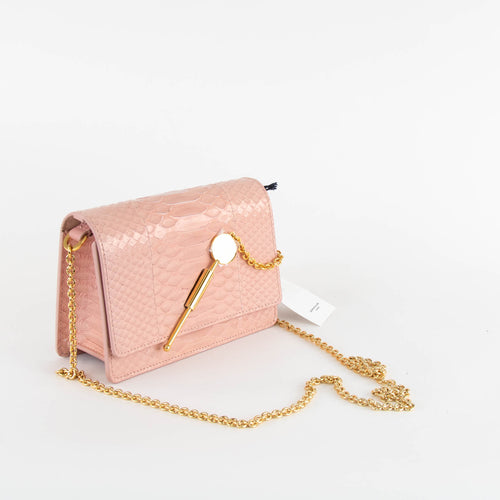 Sophie Hulme Pale Pink Snake Skin Cocktail Stirrer Bag