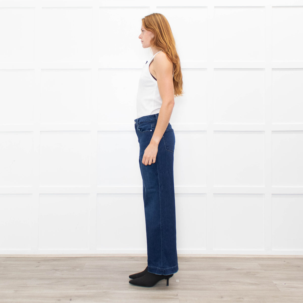 Paige Dark Blue Anessa Wide Leg Jeans