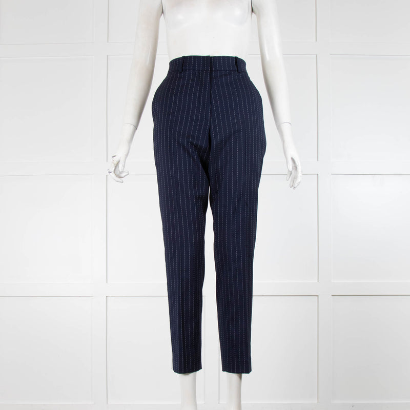 Racil Navy Pinstripe Trousers