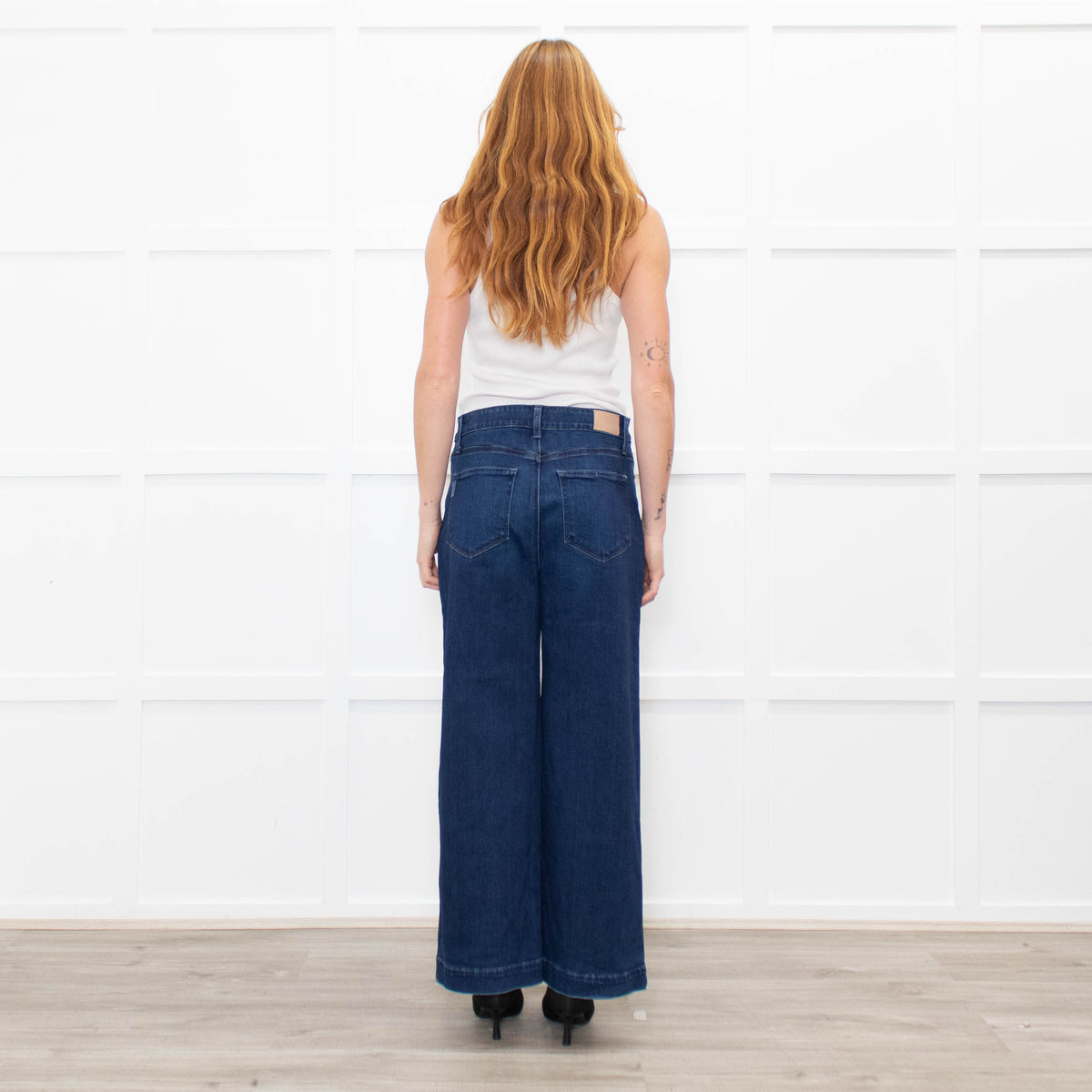Paige Dark Blue Anessa Wide Leg Jeans