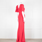 Saloni Red Dot Short Sleeve Maxi Dress