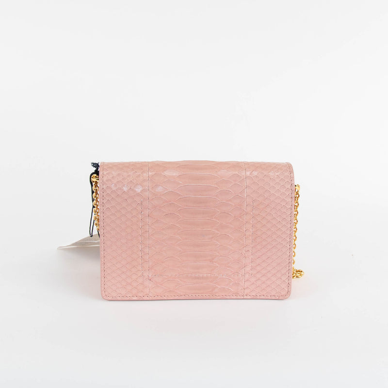 Sophie Hulme Pale Pink Snake Skin Cocktail Stirrer Bag