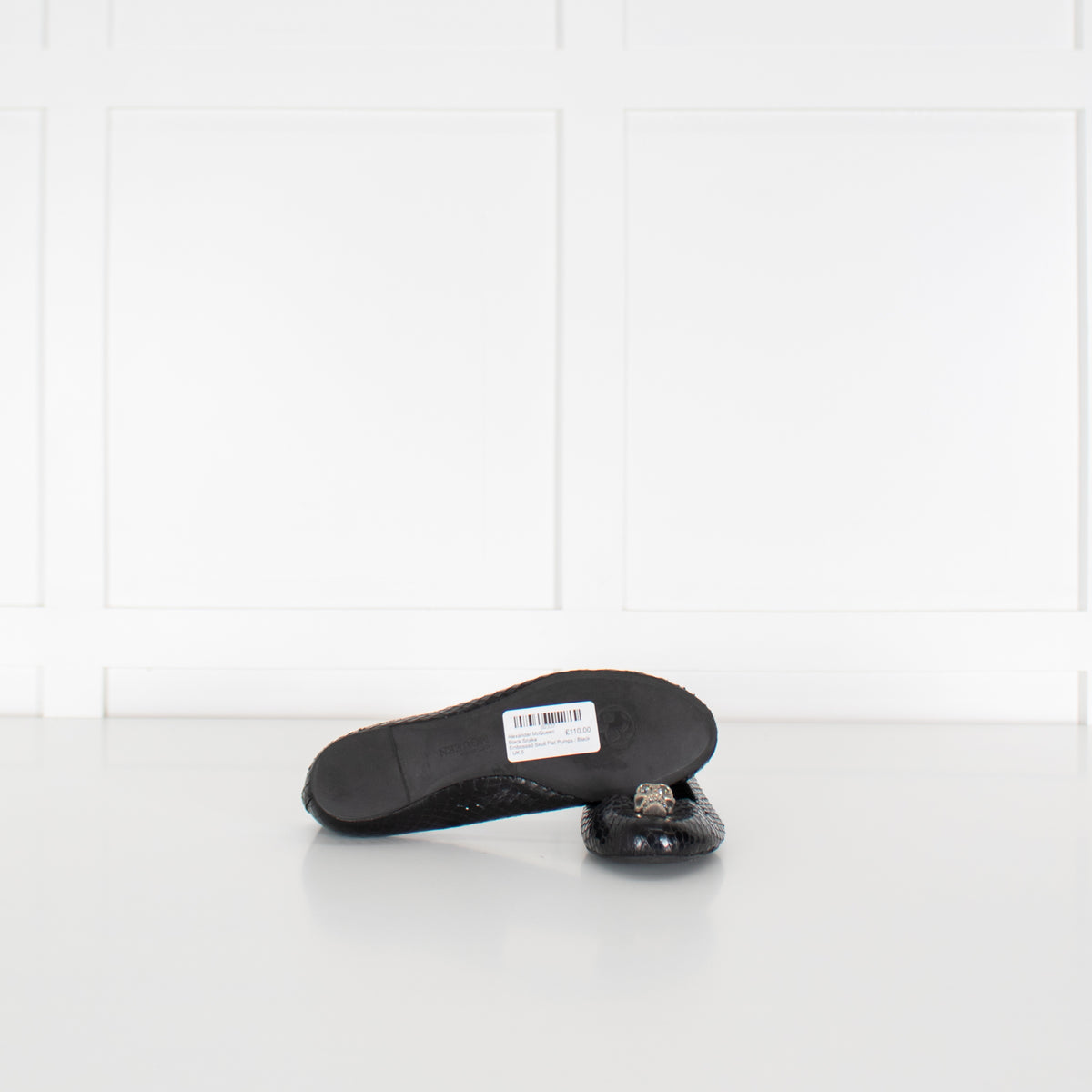 Alexander McQueen Black Snake Embossed Skull Flat Pumps