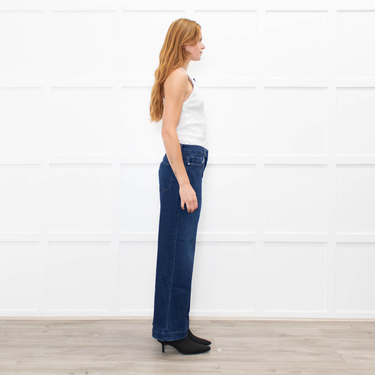 Paige Dark Blue Anessa Wide Leg Jeans