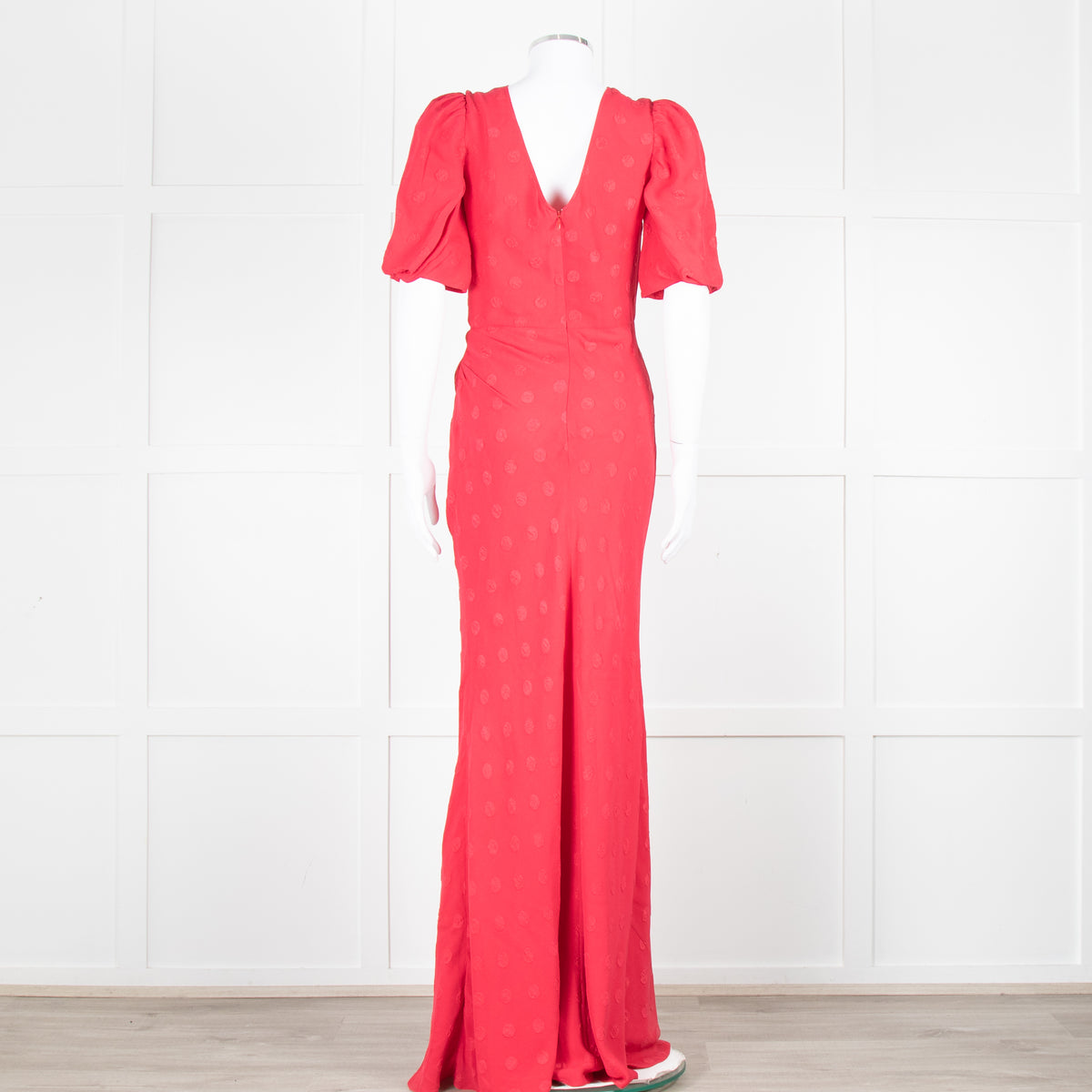 Saloni Red Dot Short Sleeve Maxi Dress