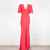 Saloni Red Dot Short Sleeve Maxi Dress