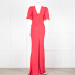 Saloni Red Dot Short Sleeve Maxi Dress