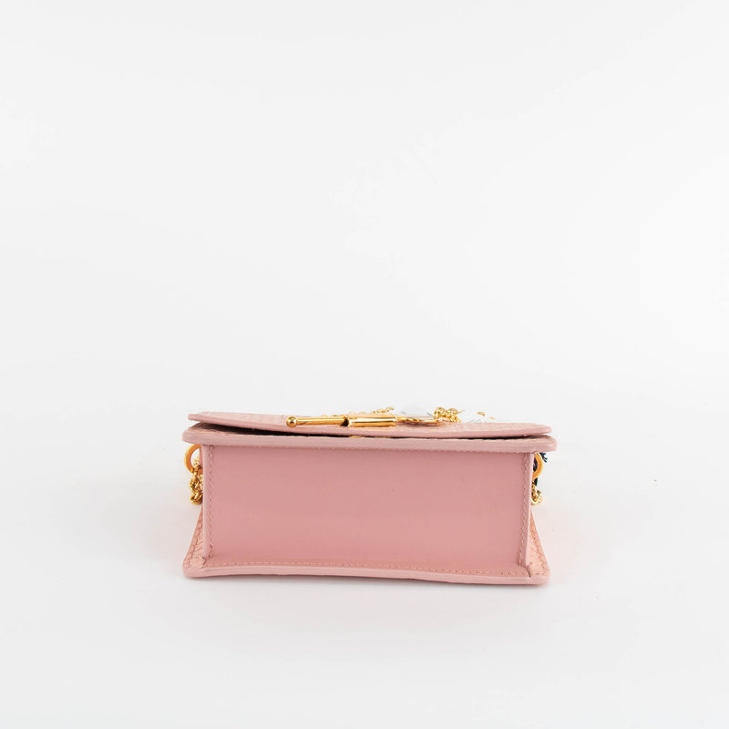 Sophie Hulme Pale Pink Snake Skin Cocktail Stirrer Bag