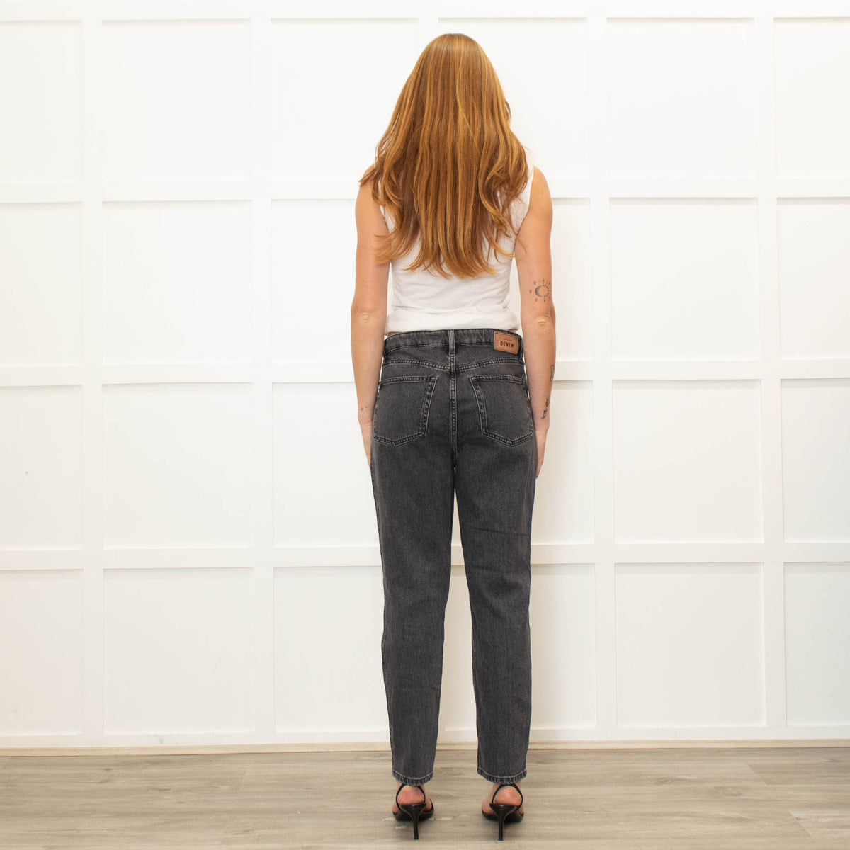 Sezane Grey Wash Denim Straight Leg Jeans