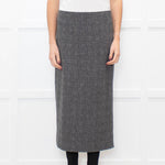 Vince Grey Check Stretchy Midi Skirt