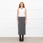 Vince Grey Check Stretchy Midi Skirt