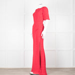 Saloni Red Dot Short Sleeve Maxi Dress